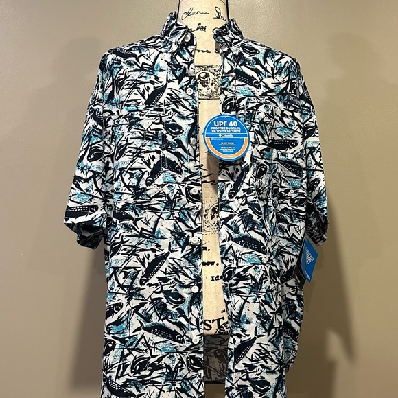 Columbia PFG Omni-Shade UPF 40 Fish Print Shirt - Picture 6 of 14